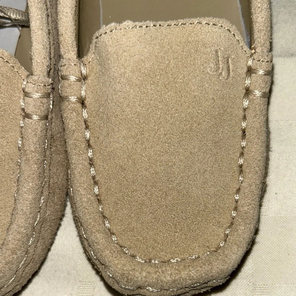 Janie and Jack Kids Suede Moccasin Loafers in Taupe